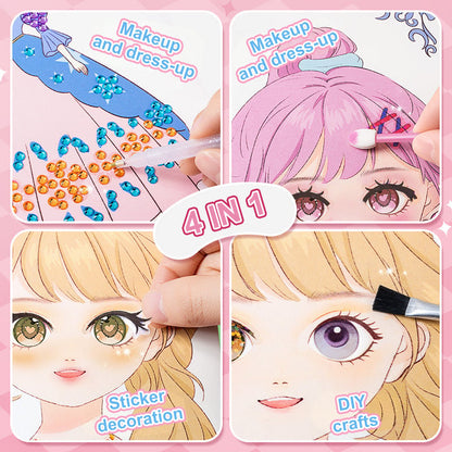 JSR Special Diamond Painting & Princess Book Makeup Craft Kits: Creative Art Books & Paper Play Set for Girls, Easter Handmade Gifts