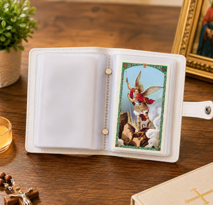 ✝️ Catholic Genuine Leather Holy Card Holder – Pocket Prayer Card Organizer with Snap Closure🙏