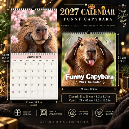 📢📢49% OFF! Funny Capybara 2027 Wall Calendar – 12-Month Cute & Playful Capybara Calendar Spiral Hanging Wall Planner