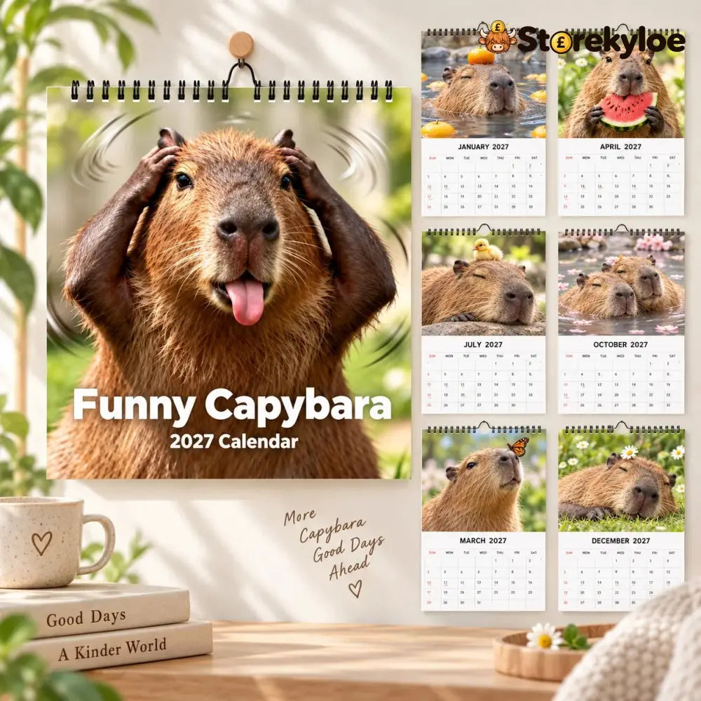 📢📢49% OFF! Funny Capybara 2027 Wall Calendar – 12-Month Cute & Playful Capybara Calendar Spiral Hanging Wall Planner