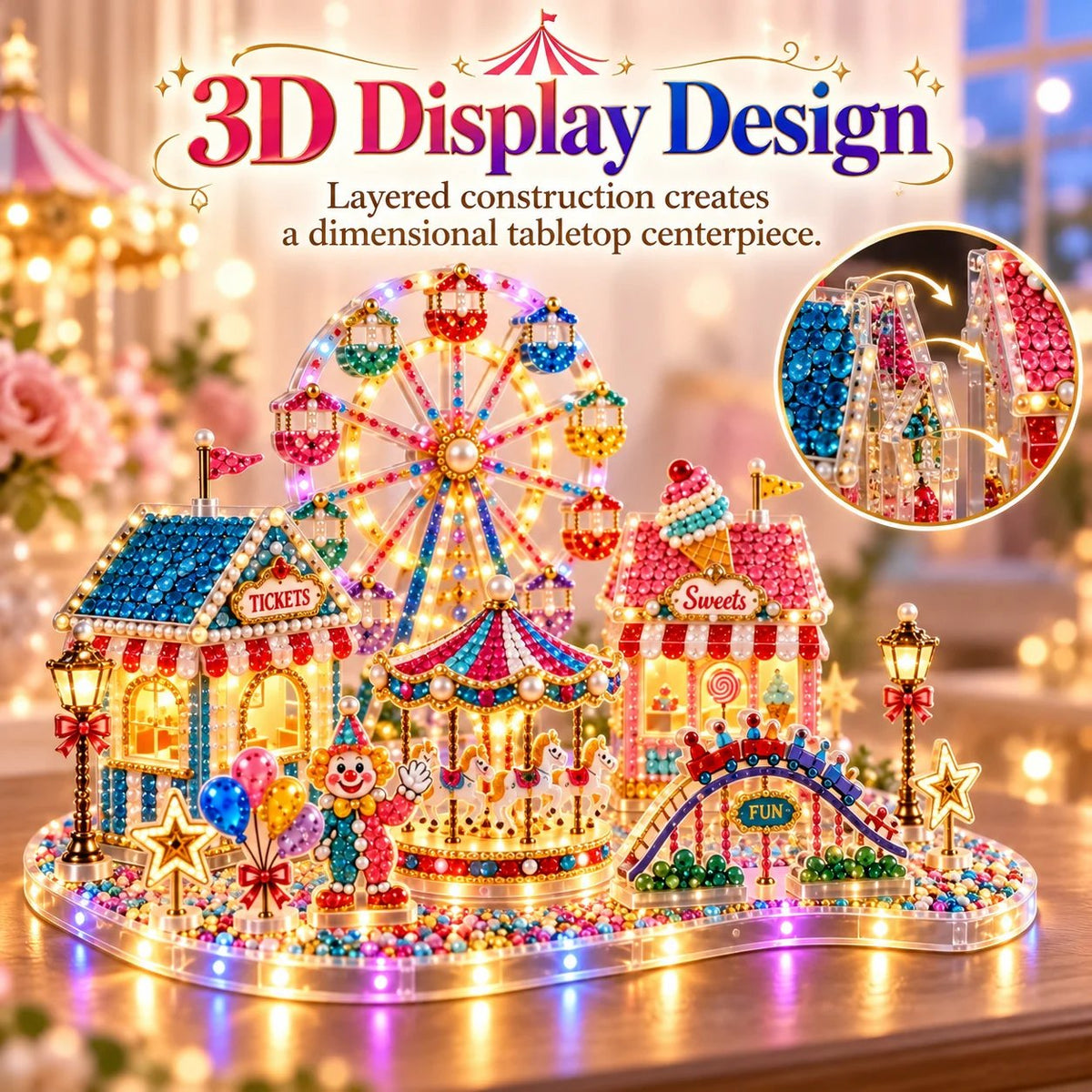 DIY 3D Crystal Art Kit with LED Lighting – Sparkling Miniature Scenes to Create Yourself