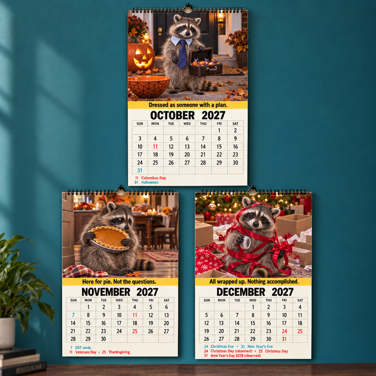 Trash Panda Energy 2027 Wall Calendar – Funny Raccoons & Everyday Chaos