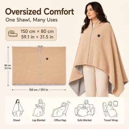 Wearable Heated Shawl 3 Heat Levels Portable Thermal Wrap