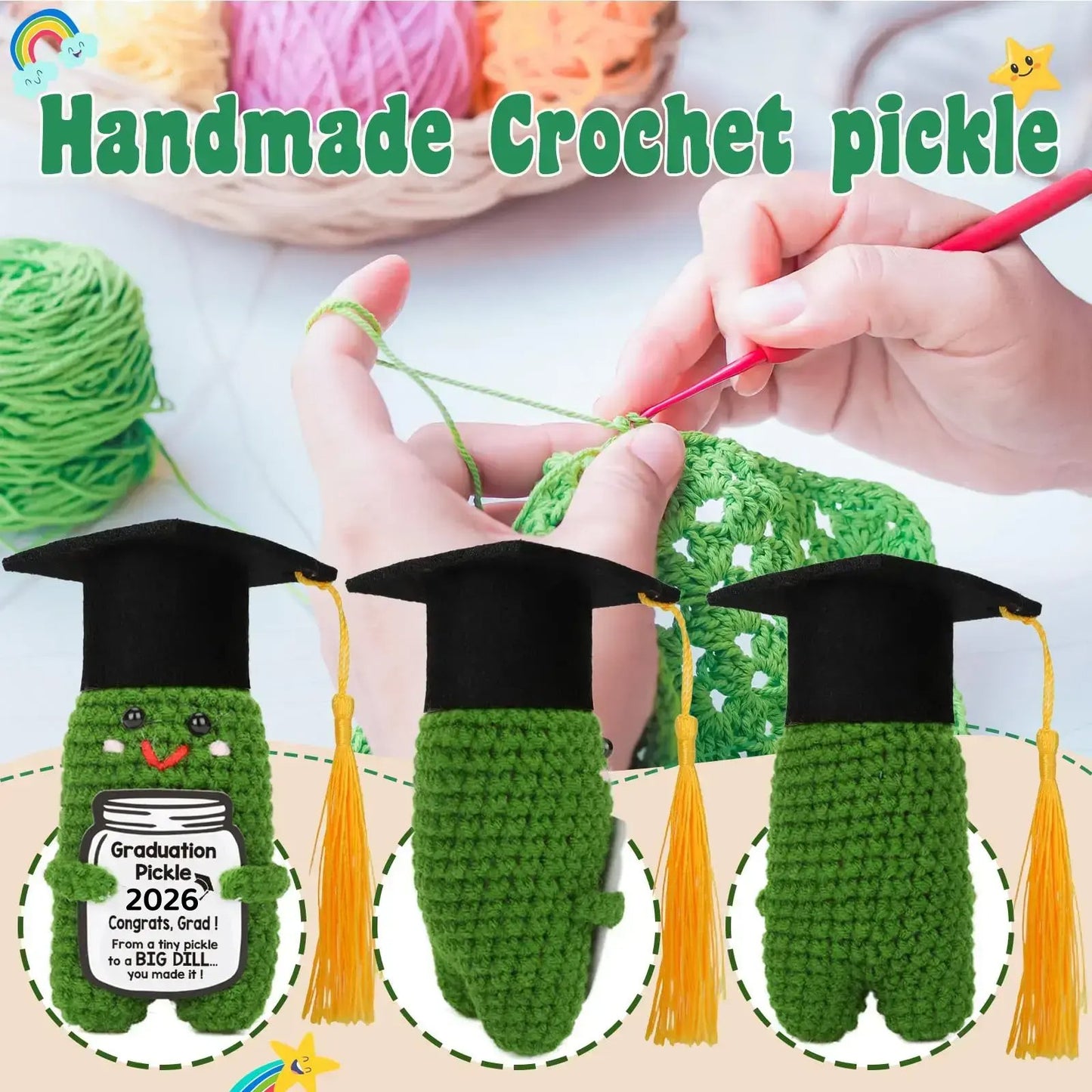 🎓Graduation Pickle Funny Handmade Crochet Grad Gifts for Him Her
