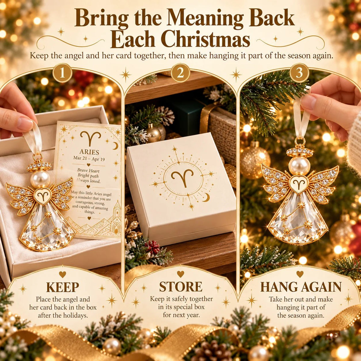 👼 Christmas Zodiac Guardian Angel Keepsake | 12 Signs with Jewel-Toned Designs & Meaningful Gift Cards ✨