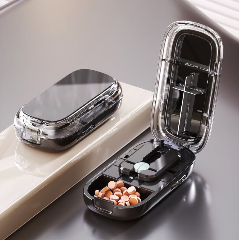 Pills Splitter Portable Multifunctional Convenient Pill Case