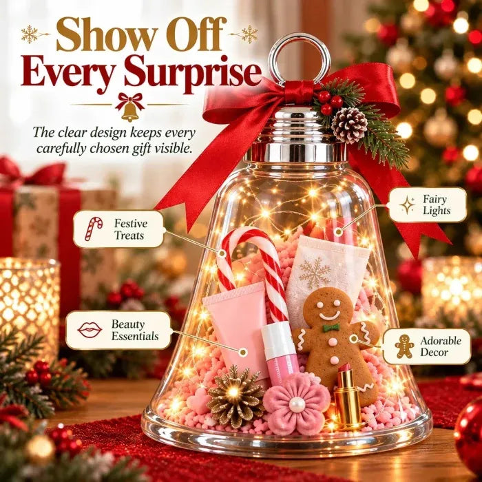 🎄🎁DIY Christmas Bell Gift Box - Clear DIY Surprise Container for Small Gifts & Stocking Stuffers