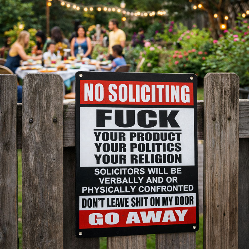 Zero-Tolerance "No Soliciting" Sign 🛑 — Make Your Boundaries Crystal Clear