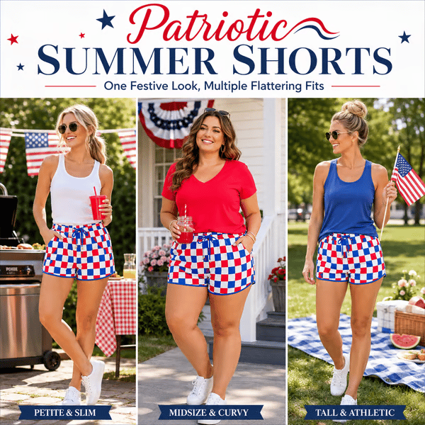 🇺🇸 Patriotic Checkered Casual Shorts for Women