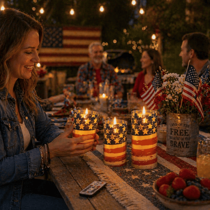 3-Piece Set - Patriotic Flameless Candles (With Remote Control)