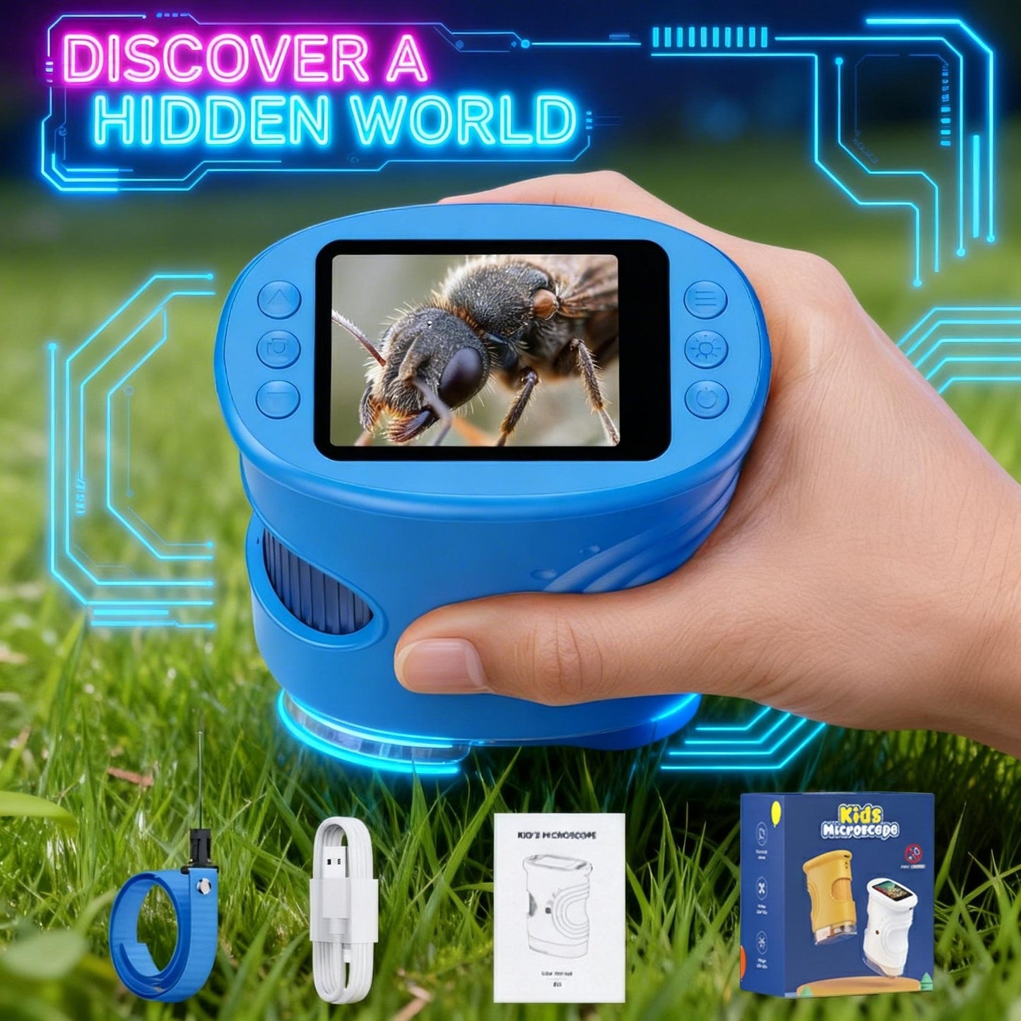 🔬 1000X Magic Eye: Kids' 2-in-1 Handheld Microscope & HD Camera 📸