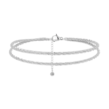💜 BUY 1 GET 1 FREE 💜 Dainty Layered Waterproof Anklet – Adjustable Silver Chain, Hypoallergenic & Perfect for Summer 🌊