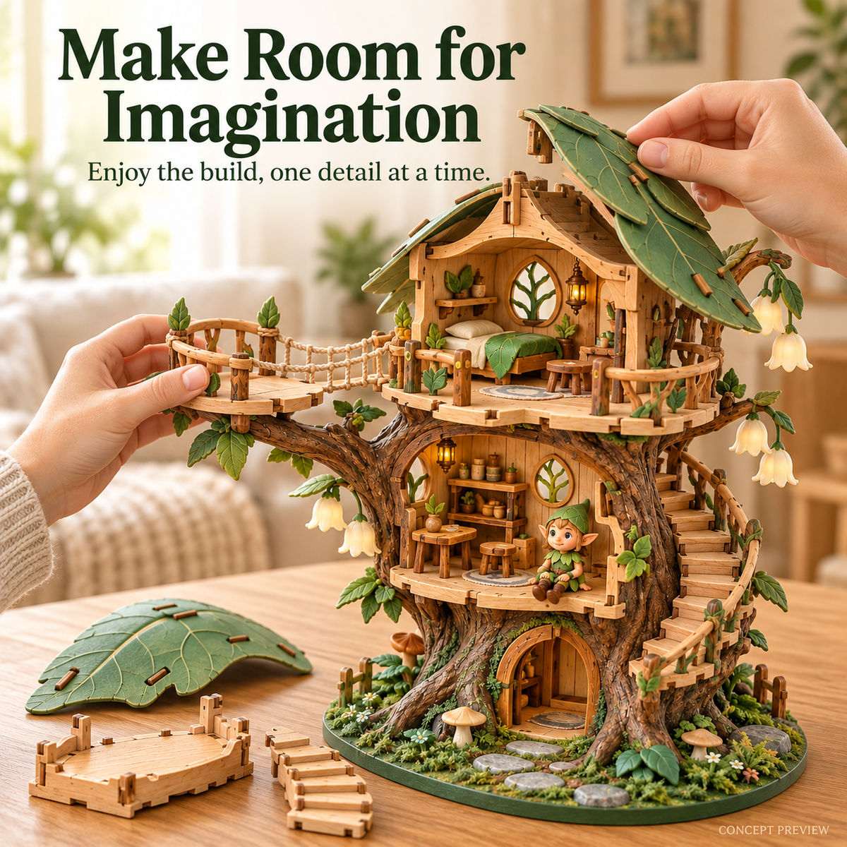 🔥LAST DAY 49% OFF -Enchanted Treehouse – DIY Miniature Fairy House Play set✨
