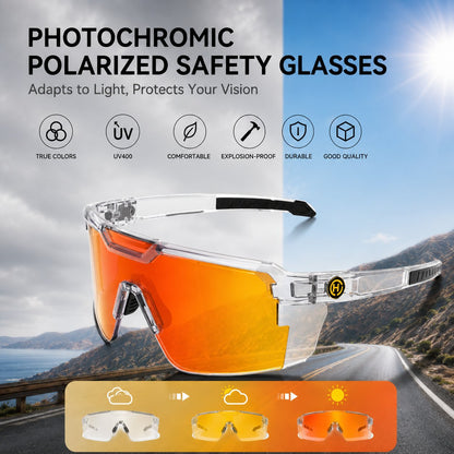 ☀️UV400 Photochromic Polarized Safety Glasses – 🥇Impact Resistant Outdoor Sports & Work Eyewear