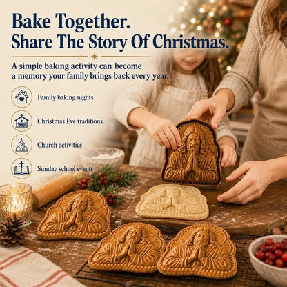 🔥HOT SALE 49% OFF✝️ Faith & Nativity Christmas Mini Pie Mold Collection | Reusable Embossed Molds for Shaping Detailed Praying Jesus, Nativity Stable and so on Pies🥧✨