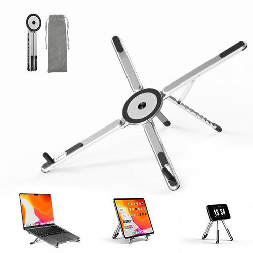 Adjustable Foldable Laptop Stand with Magnetic Phone Holder – Ergonomic & Portable