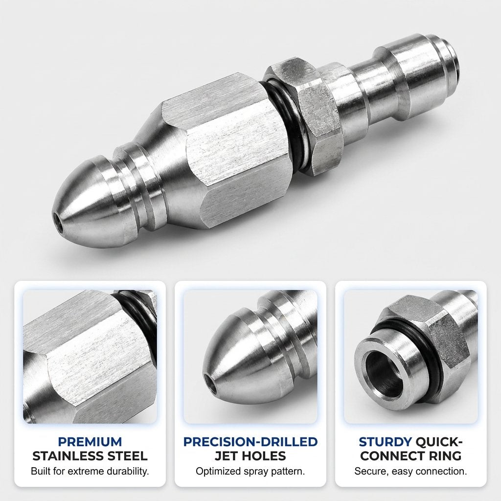 🔧Stainless Steel Powerful Pipe Sewer Cleaning and Unclogging Nozzle