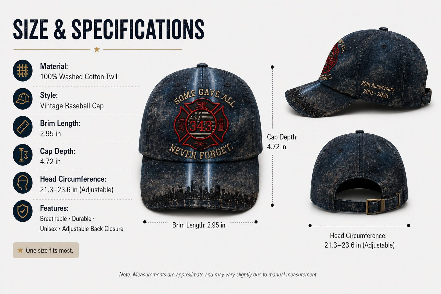 🔥Last Day 49% OFF – Never Forget 343 Memorial Cap – Embroidered Tribute Design🧢(Breathable & Lightweight Comfort & Unisex Fit)