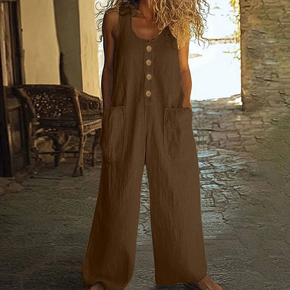 💥New Arrivals & Special Offers-Women's Sleeveless Wide-Leg Jumpsuit with Pockets