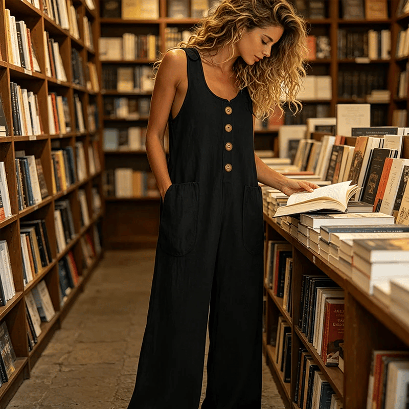 💥New Arrivals & Special Offers-Women's Sleeveless Wide-Leg Jumpsuit with Pockets