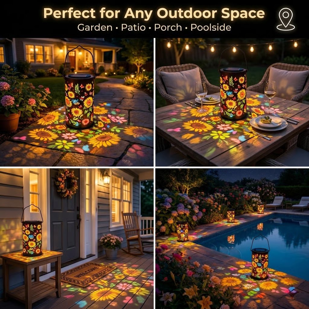 ✨Solar Lanterns with Projection – Sunflower & Butterfly Ground Art Lights