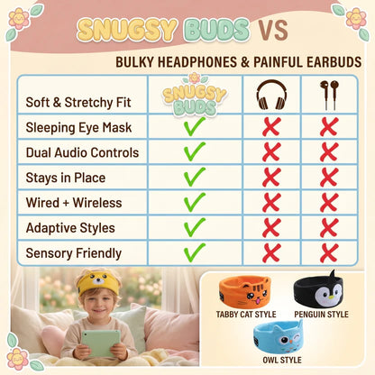 Kids & Adult Sleep Headband | Ultra Soft Bluetooth Animal Music Headphones