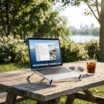 Adjustable Foldable Laptop Stand with Magnetic Phone Holder – Ergonomic & Portable