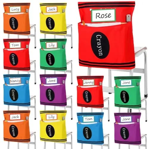 🌈 Classroom Chairback Storage Pockets with Name Slots✏️📚