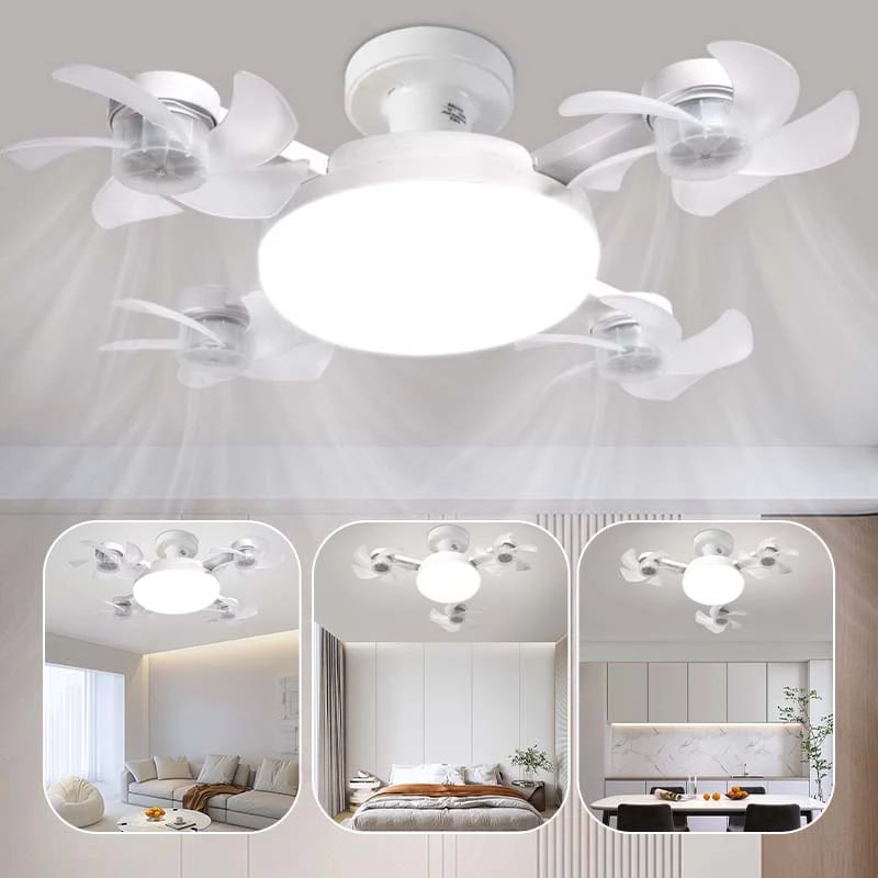 2026 New E27 Socket Ceiling Fan Light - 2-in-1 Silent LED Fan with Remote Control, Energy-Saving Cooling & Lighting Combo for Home Bedroom Kitchen
