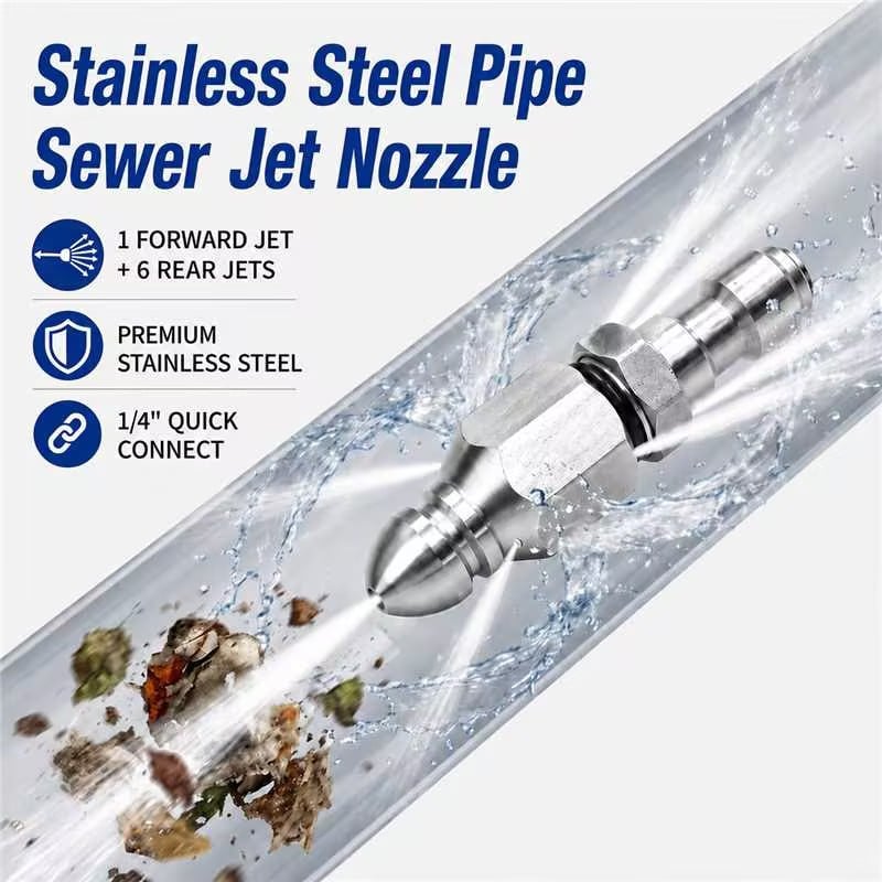 🔧Stainless Steel Powerful Pipe Sewer Cleaning and Unclogging Nozzle