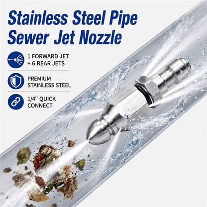 🔧Stainless Steel Powerful Pipe Sewer Cleaning and Unclogging Nozzle