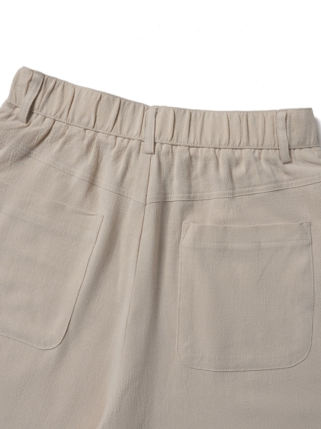Women's Cotton Linen Palazzo Pants Summer Flowy Wide Straight Leg Beach Trousers With Pocket Casual Solid Color Soft Elastic High Waist Lounge Pants
