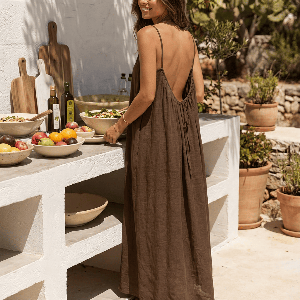 💃Women's Solid Color Backless Cami Dress💕