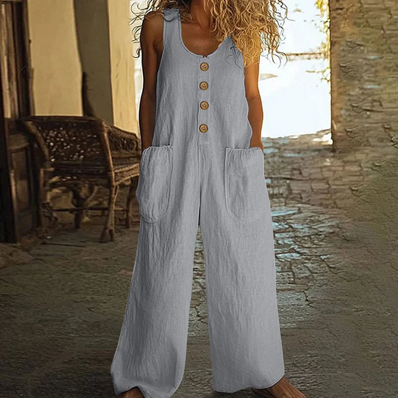 💥New Arrivals & Special Offers-Women's Sleeveless Wide-Leg Jumpsuit with Pockets