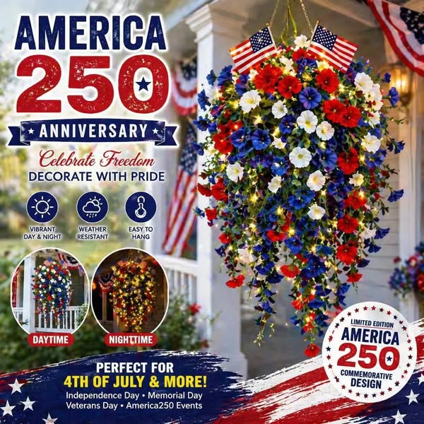 🏆Flash Sale-49% OFF⚡ 50K+ SOLD! Red, White & Blue Artificial Morning Glory Hanging Vines