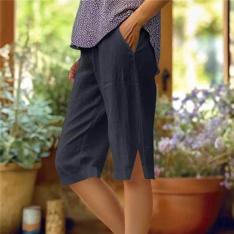 👖Women's Casual Solid Color Pocket Capri Pants