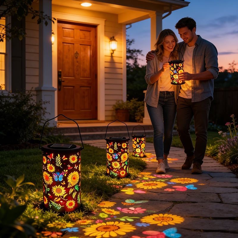 ✨Solar Lanterns with Projection – Sunflower & Butterfly Ground Art Lights