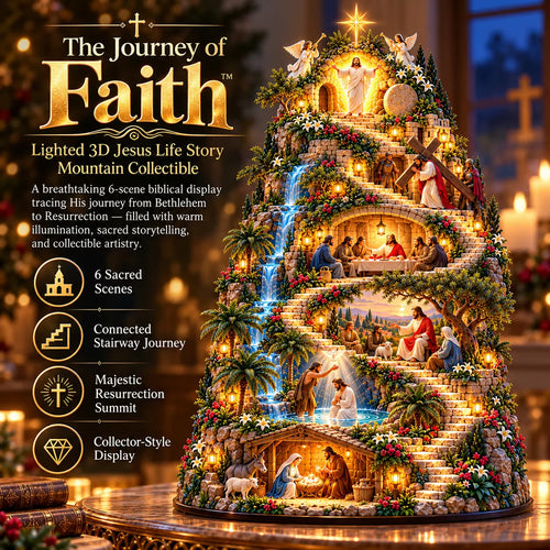 ✝️ The Journey of Faith™ – Lighted 3D Jesus Life Story Mountain with 6 Sacred Biblical Scenes