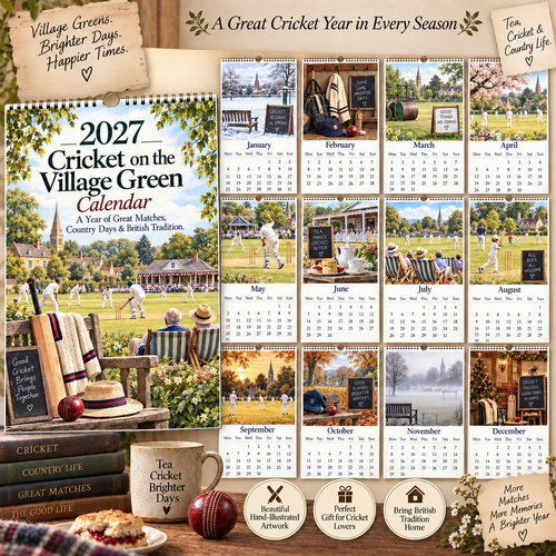 📅 2027 Cricket Calendar｜A4 Hanging Calendar