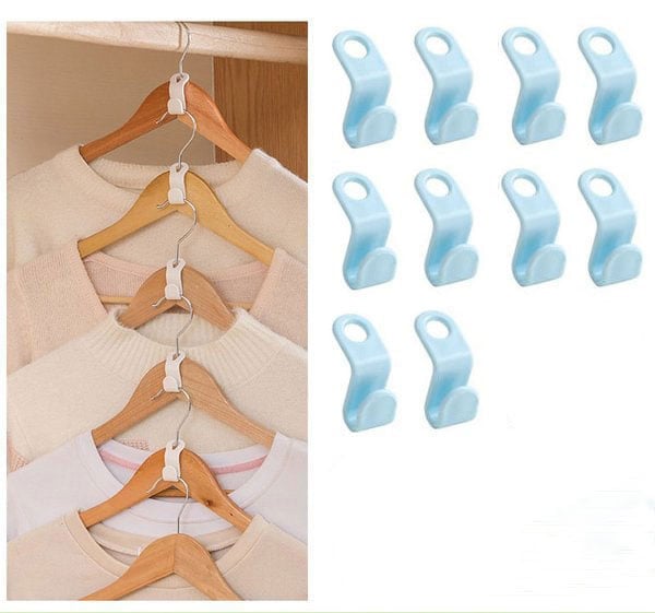 Space-Saving Clothes Hanger Connector Hooks