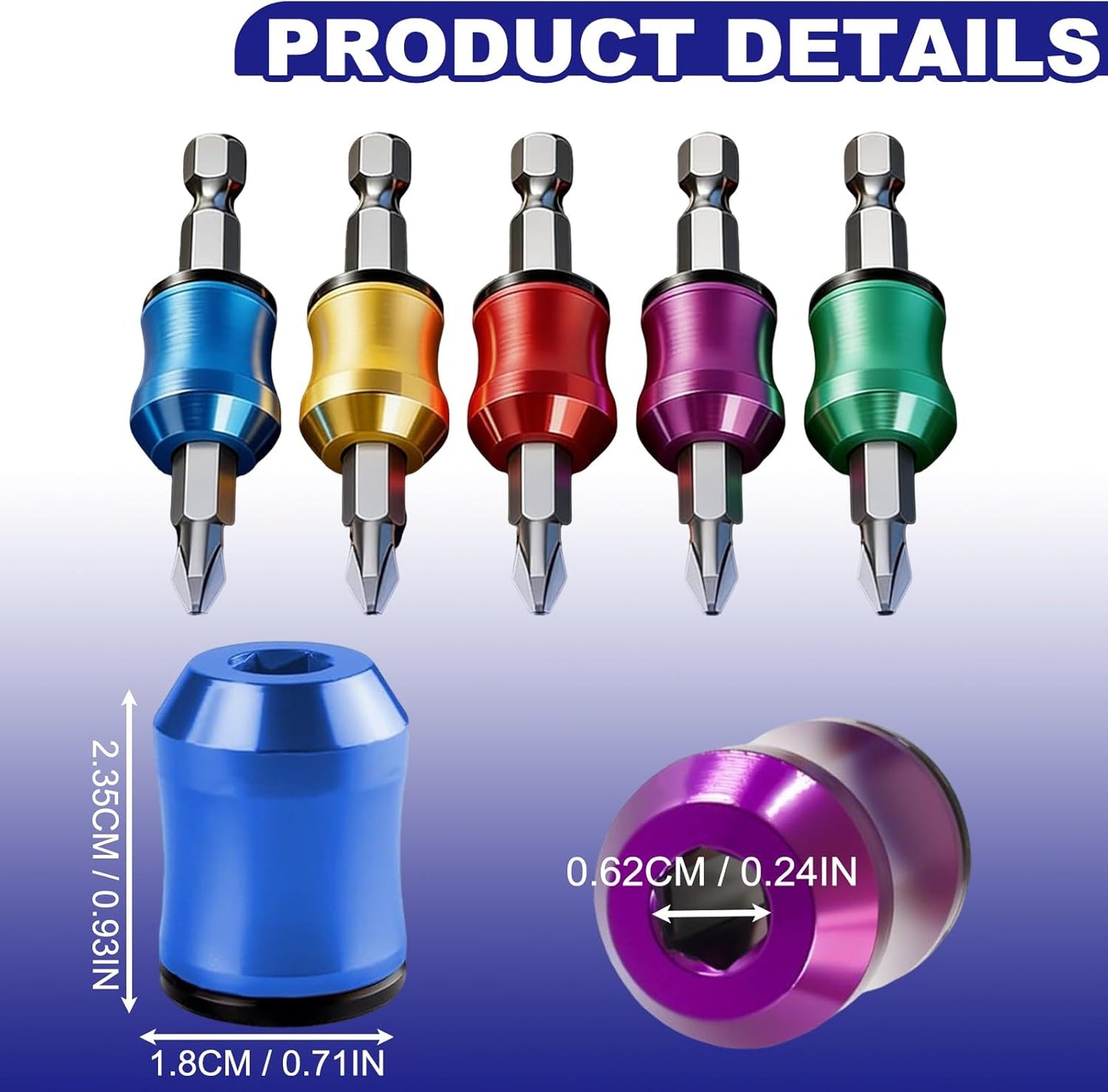 5 Pack Magnetic Screw Ring, Magnetic Screw Holder for Drill, Screwdriver Head Magnetic Ring, for Drill Tools, Mechanics, Carpenters, Household Repairs