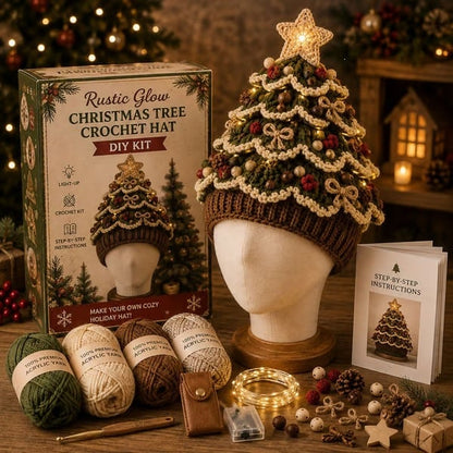 🎄Complete Light-Up Christmas Tree Crochet Hat DIY Kit