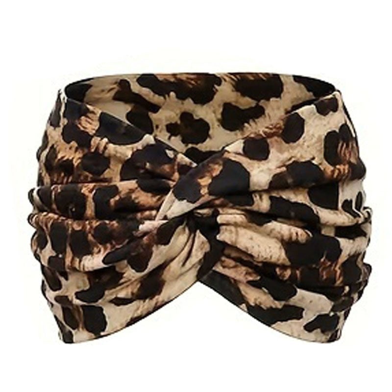 Bohemian-style hairband with a paisley print, wide elasticated hairband