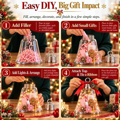🎄🎁DIY Christmas Bell Gift Box - Clear DIY Surprise Container for Small Gifts & Stocking Stuffers