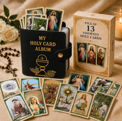 ✝️ Catholic Genuine Leather Holy Card Holder – Pocket Prayer Card Organizer with Snap Closure🙏