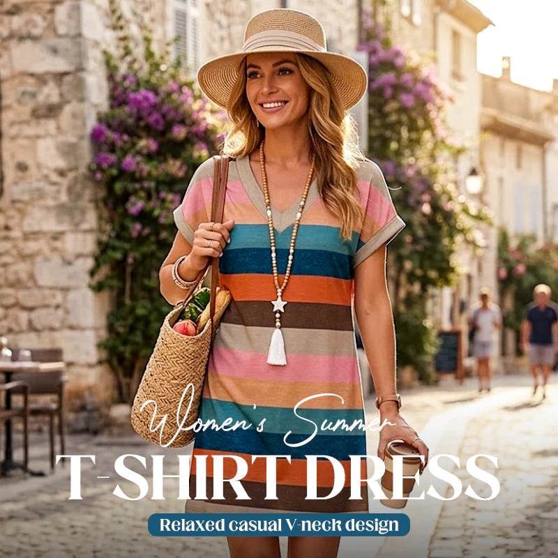 🎁48% OFF💥Women's Summer Casual V-Neck T-Shirt Dress
