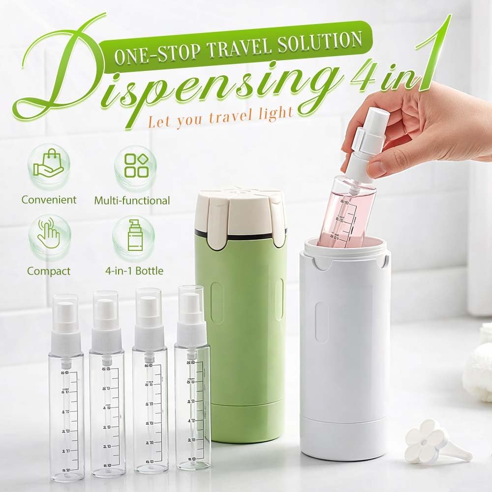4 in 1 Travel Dispenser,4 Pack 30ML Travel Bottles