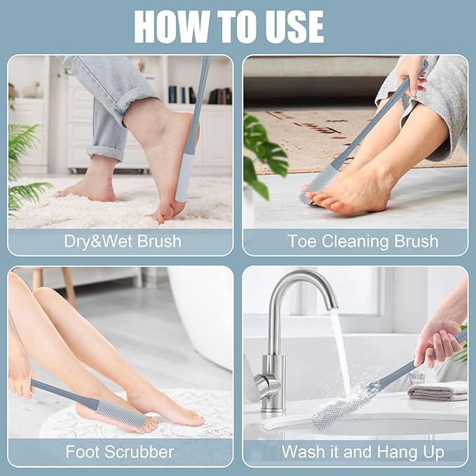 🔥(2PCS/ SET) Long Handled Silicone Toe Crevice Cleaning Brush & Exfoliating Brush