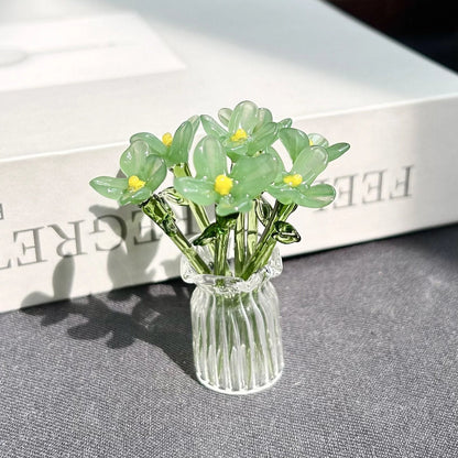 Mini Glass Flower Ornament Crafts Artificial Flower Floral Figurine