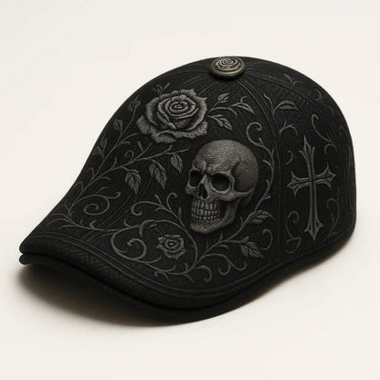 🔥Last Day 50% OFF 💀Handcrafted Skull & Thorn embroidered Flat Cap